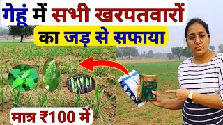 गेहूं में सभी खरपतवारों का 💯सफाया  Gehu me kharpatwar nashak dawa  gehu ki kheti  best herbicide [upl. by Oemac342]