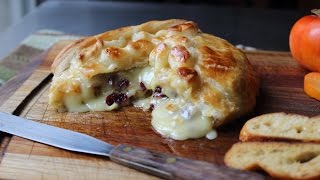 Baked Stuffed Brie  Brie en Croute stuffed with Cranberries amp Walnuts [upl. by Hicks]