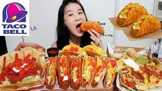 HUGE TACO BELL FEAST Toasted Cheddar Chalupa Nacho Cheese Doritos Tacos Nachos  Mukbang w Asmr [upl. by Vala]