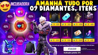 AMANHÃ ITENS POR 9 DIMAS PEGUE SOMBRA ROXA TROCA NICK ANGELICAL EVENTO  NOVIDADES FREE FIRE [upl. by Euqinay384]