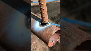 Covering holes in thin pipes with steel rebar will save more on your welding wire costs [upl. by Dimitri]