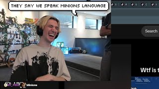 xQc amp Nick Die Laughing at Chat saying they Speak quotMinions Languagequot [upl. by Gnohp]