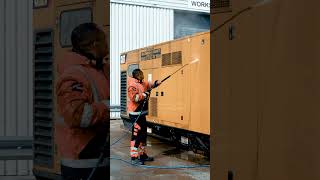 Jet washing an 810 kVA 3412 CAT CAT generators CATGenerators [upl. by Ralleigh279]