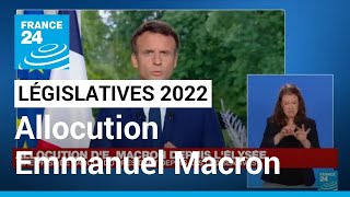 REPLAY  Allocution dEmmanuel Macron après le résultat des législatives 2022 • FRANCE 24 [upl. by Layton]