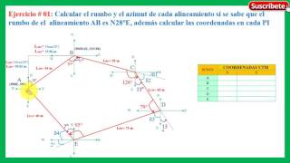 Ejem01 Rumbo Azimut y Coordenadas 33Cálculo de COORDENADAS [upl. by Grantham]