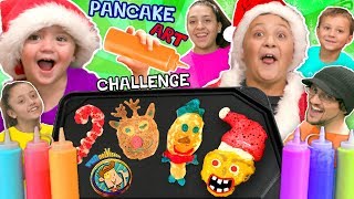 CHRISTMAS PANCAKE ART Challenge FUNnel Vis Teams make 6 Pancakes in under 2 Minutes Who Wi [upl. by Ettenowtna]