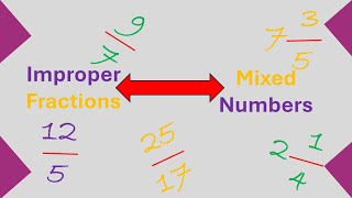 Conversion of Improper Fractions to Mixed Numbers and Vice Versa [upl. by Rebor]