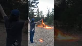 Flaming Golf Ball Shot Lights Huge Campfire golf fail [upl. by Lahcsap]