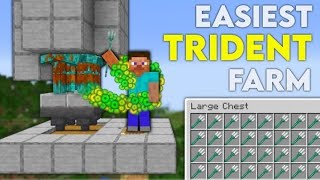 Minecraft EASIEST Trident Farm  Drowned Farm 121 [upl. by Shererd]