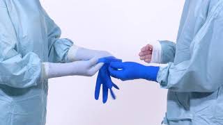 How to don the Biogel surgical glove with assistance [upl. by Alcot]