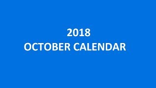 2018 October Calendar Printable Templates Holidays Excel PDF [upl. by Amlas83]