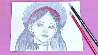 💗 COMO DESENHAR UMA GAROTA BONITA de CHAPÉU  Tutorial desenho a lápis passo a passo [upl. by Sacttler]