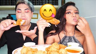 Eating Fries chicken 🍗 ងាយៗ😂 សុីត្រាវលេង 😝😂😋 [upl. by Eniotna]