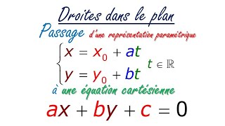 Le passage dune représentation paramétrique à une équation cartésienne [upl. by Eralc889]