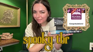 I finished my 2024 Goodreads reading challenge goal 4 months early🙇‍♀️  spooky September TBR🫀👻 [upl. by Aihsatan]