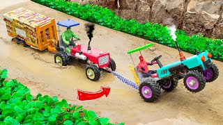 Diy tractor stuck in mud with full ParleG Loading science project  DIY tractor video  Sunfarming [upl. by Daveda]