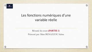 Résumé des fonctions numériques dune variable réelle الدوال العددية partie 24 [upl. by Leiria344]