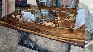 HOW TO MAKE EPOXY TABLE With Moving Gears Wall Clock [upl. by Ijnek]