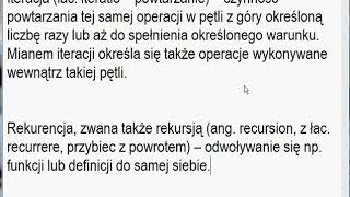 Słowniczek Informatyka 1 Iteracja i rekurencja [upl. by Randa]