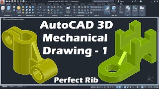 AutoCAD 3D Mechanical Drawing Tutorial  1 [upl. by Milde]