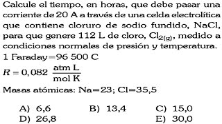 ELECTROQUIMICA  ELECTROLISIS PROBLEMA RESUELTO admisión universidadingenieríaQuímica [upl. by Player179]