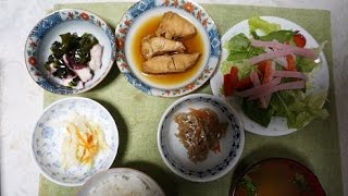 おうちで晩ご飯「金目鯛と小鉢の晩ご飯」 Home cooking dinner Hardboiled alfonsino amp Small bowl dishes [upl. by Retsila]