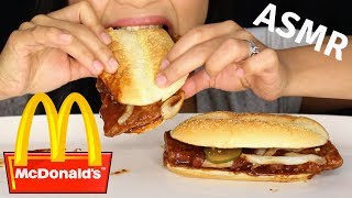 ASMR McDonalds McRib Sandwich EATING SOUNDS NO TALKING HUNGRY CAKES [upl. by Atipul330]