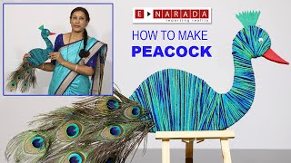 How to make Peacock with woolen thread  krishna janmashtami  Festival decoration with plywood [upl. by Armando]