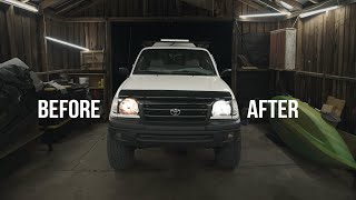 Upgrading To Lasfit LED Headlight Bulbs and LED Reverse Lights  First Gen Tacoma Truck Camper [upl. by Suiddaht]