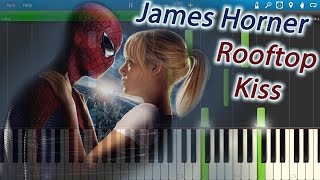 James Horner  The Amazing Spiderman Rooftop Kiss Piano Tutorial Synthesia [upl. by Ynoep]