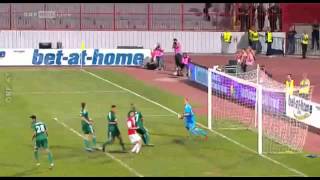 02082012  Vojvodina Novi Sad  Rapid Wien 20  strange goal  whistle  kurioses Tor  Pfiff [upl. by Anawik566]