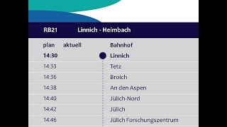 Rurtalbahn Ansagen RB21 Linnich  Düren  Heimbach [upl. by Tirzah419]