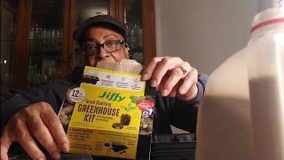 Pt1Sowing collardskaleJiffy Seed Starting Greenhouse Kit [upl. by Lesirg]