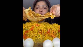 12 PACKET VEGETABLE MAGGI WITH 20 BOILED EGGS AND CHICKEN CHEESE CREPE WRAPS SPICY EXTRA GRAVYASMR [upl. by Templia110]