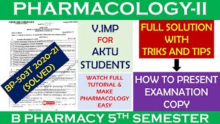 PHARMACOLOGY2  Previous year question paper Solution 202021  BPharm 5th sem  Pcology Solution [upl. by Albur]