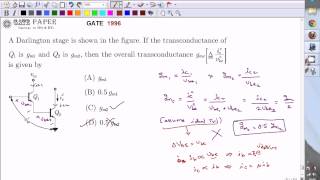 GATE 1996 ECE Overall Transconductance of Darlington pair [upl. by The]
