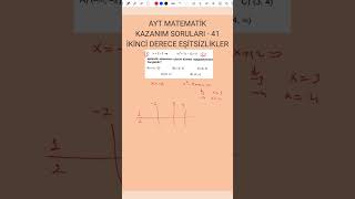 AYT MATEMATİK KAZANIM SORULARI41  2 DERECEDEN EŞİTSİZLİKLER soruçözüm aytmatematik shorts [upl. by Thalia]