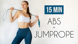 15 MIN JUMP ROPE amp ABS WORKOUT Cardio Abs At Home [upl. by Uolymme834]