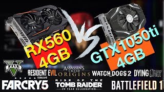 GTX 1050 ti 4gb vs RX 560 4gb тесты в играх [upl. by Bilow]