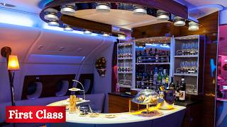 11000 EMIRATES A380 First Class  New York to Milan flight in 4K  New York Lounge [upl. by Fiora]