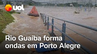 Enchente no Rio Grande do Sul Guaíba forma ondas em Porto Alegre veja vídeos [upl. by Beall]