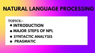 Natural Language Processing Artificial Intelligence bcawithmannu3812 [upl. by Brenza]