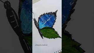 Butterfly painting with Leaf😱🍃🦋 shorts painting art paintinghacks bmartcreations youtubeshorts [upl. by Aehsan]