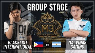 BLACKLIST INTERNATIONAL VS MALVINAS GAMING  GROUP STAGE  M3 WORLD CHAMPIONSHIP [upl. by Shiverick]