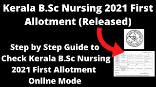 Kerala BSc Nursing 2021 First Allotment Released  Check Kerala BSc Nursing First Allotment [upl. by Alroi]