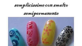 nail art facili con smalto semipermanente fiori [upl. by Settle]