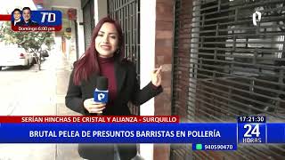 Se registra brutal pelea entre presuntos barristas en pollería de Surquillo [upl. by Zina]