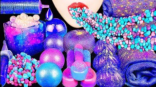 ASMR GALAXY FOOD amp DRINKS EDIBLE TOWEL JELLO SHOOTER SPOON BOBA CANDY 신기한 물 먹방 EATING SOUNDS [upl. by Oruam]