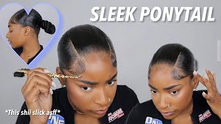 HOW TO  SLEEK PONYTAIL WITH BRAIDING HAIR sleekpontail natural ponytail  Eva Williams [upl. by Oglesby140]