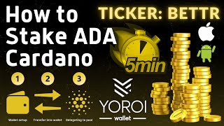 HOW TO STAKE CARDANO ADA in 5 mins  Earn Passive Income  Cardano Staking Explained Yoroi Wallet [upl. by Yung]